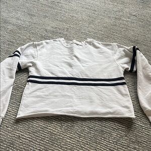 Brandy Melville White and Black Striped Crew Neck Sweater
